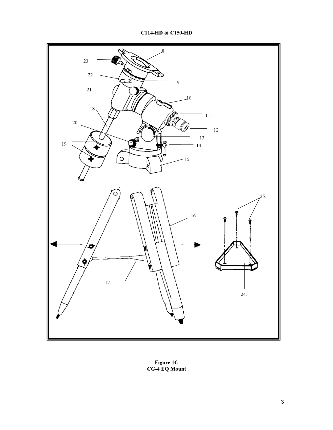 Celestron 1510, 21077, 31027, 21016 instruction manual C114-HD & C150-HD, CG-4 EQ Mount 