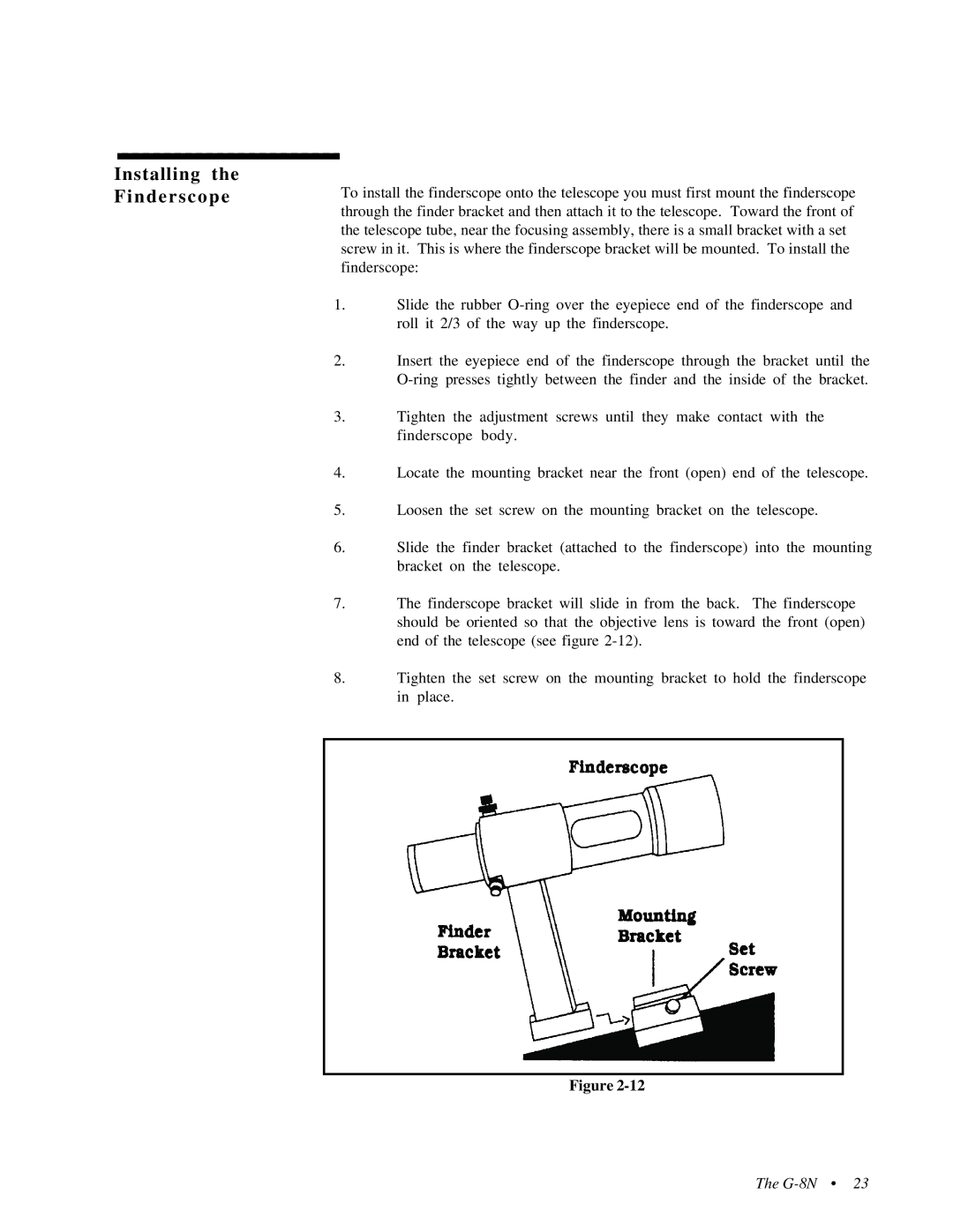 Celestron 31058, 31056 instruction manual Installing the Finderscope 