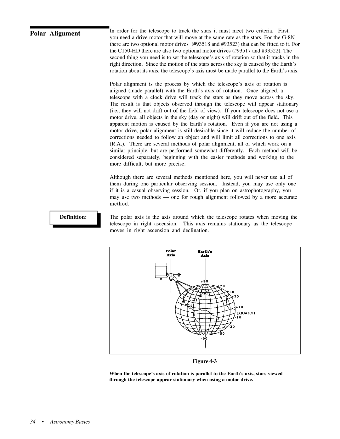 Celestron 31056, 31058 instruction manual Polar Alignment, Definition 