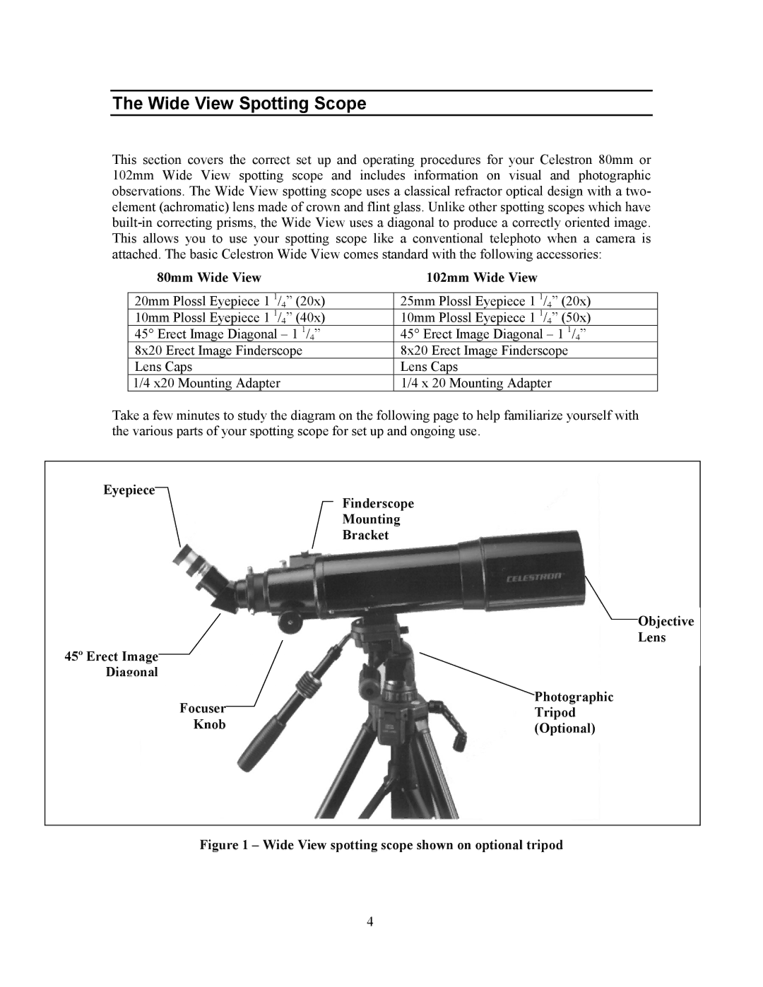 Celestron 52260, 52270 instruction manual Wide View Spotting Scope 