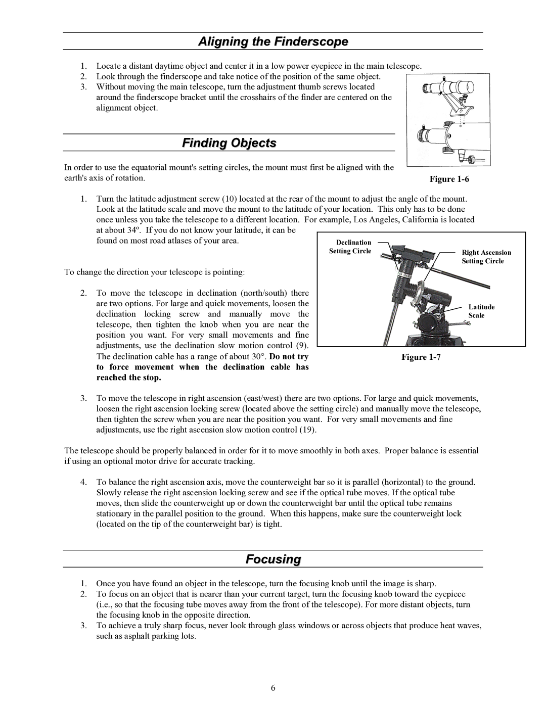 Celestron 60EQ manual Aligning the Finderscope, Finding Objects, Focusing 