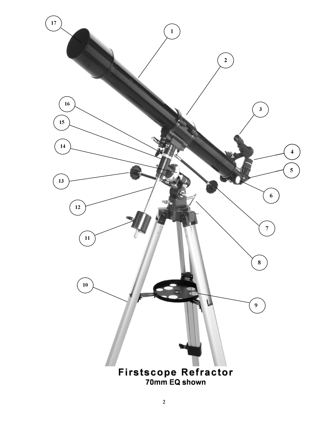 Celestron manual 70mm EQ shown, Firstscope Refractor 