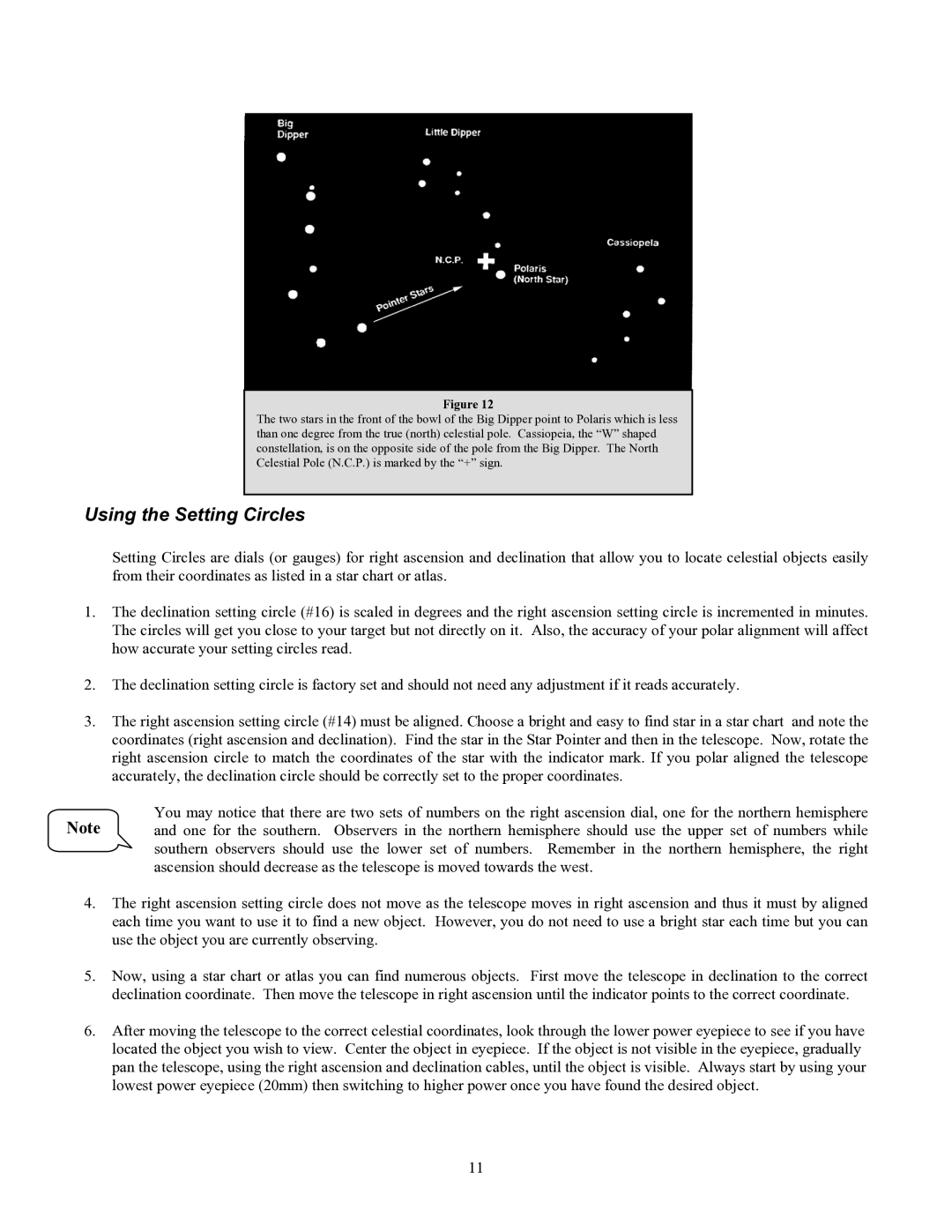 Celestron 70 manual Using the Setting Circles 