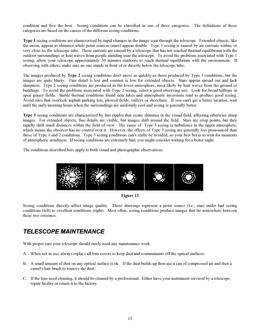 Celestron 70 manual Telescope Maintenance 