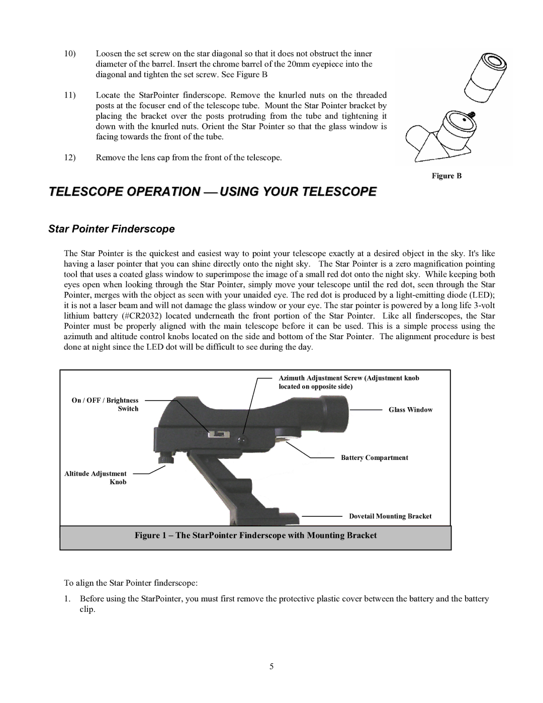 Celestron 70 manual Star Pointer Finderscope, StarPointer Finderscope with Mounting Bracket 