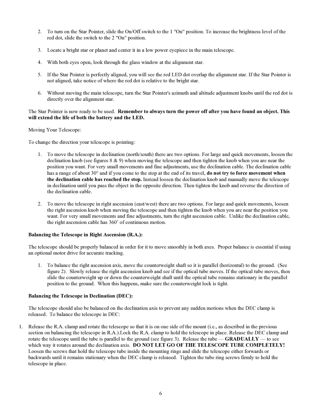 Celestron 70 manual Balancing the Telescope in Right Ascension R.A, Balancing the Telescope in Declination DEC 