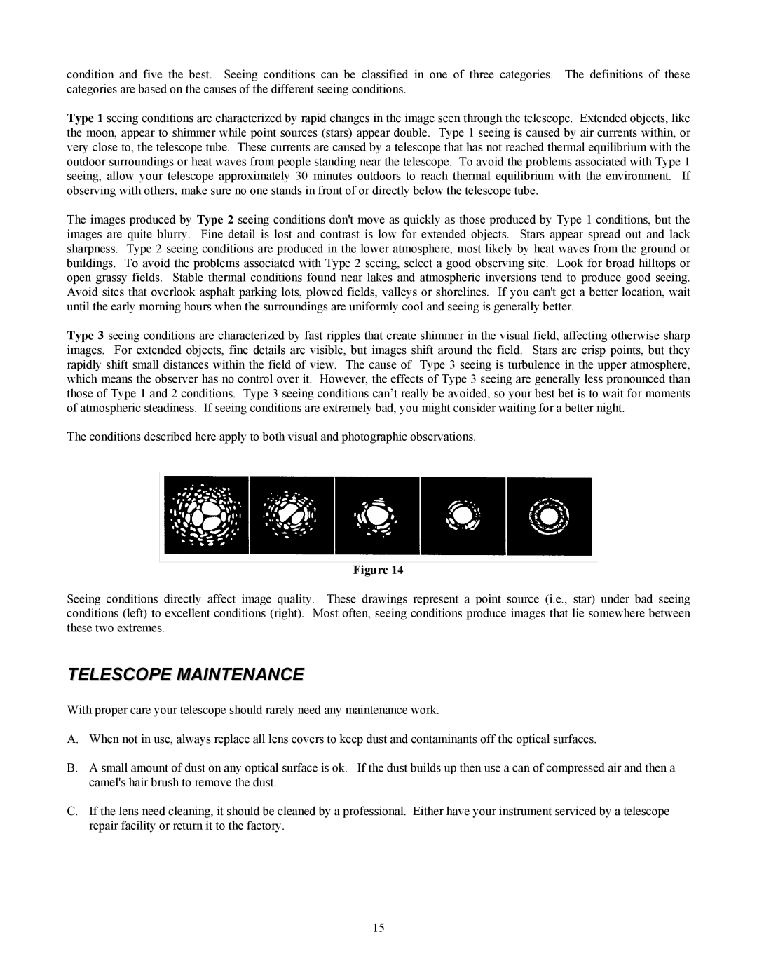 Celestron 80 manual Telescope Maintenance 