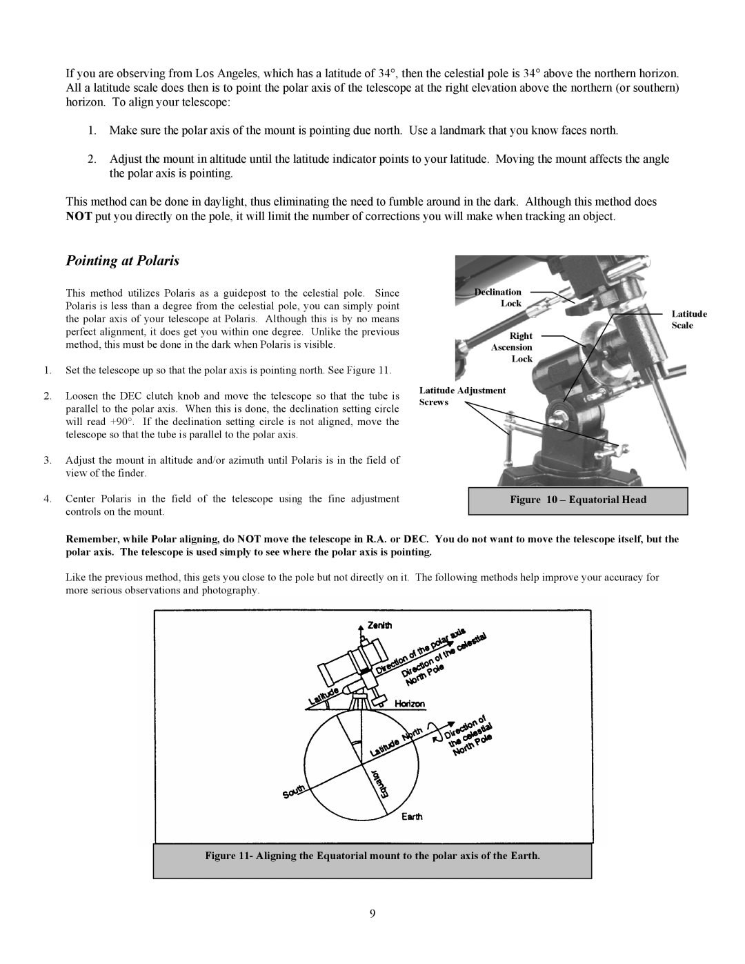 Celestron 80 manual Pointing at Polaris 