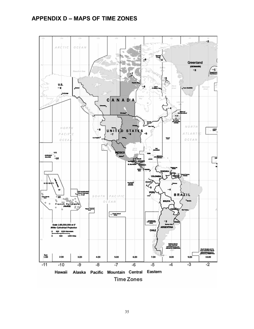 Celestron 80GTL manual Appendix D Maps of Time Zones 