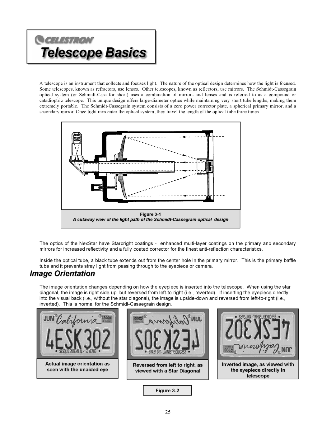 Celestron 8i manual Image Orientation 