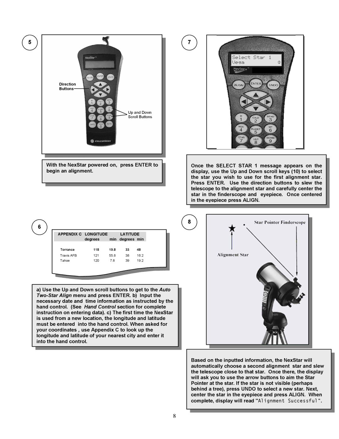 Celestron 8i manual Appendix C Longitude Latitude 