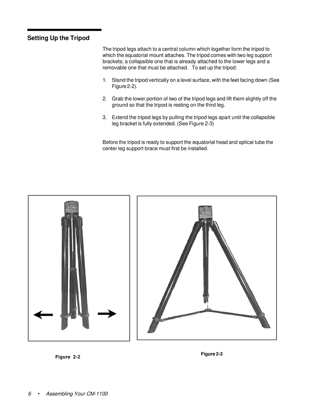 Celestron 11055, 91525, 11065 instruction manual Setting Up the Tripod 