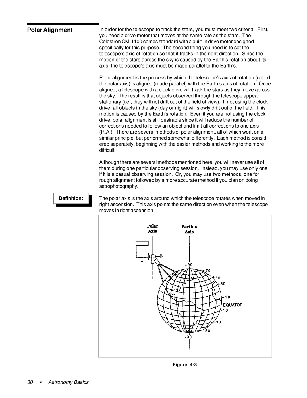 Celestron 11055, 91525, 11065 instruction manual Polar Alignment, Definition 