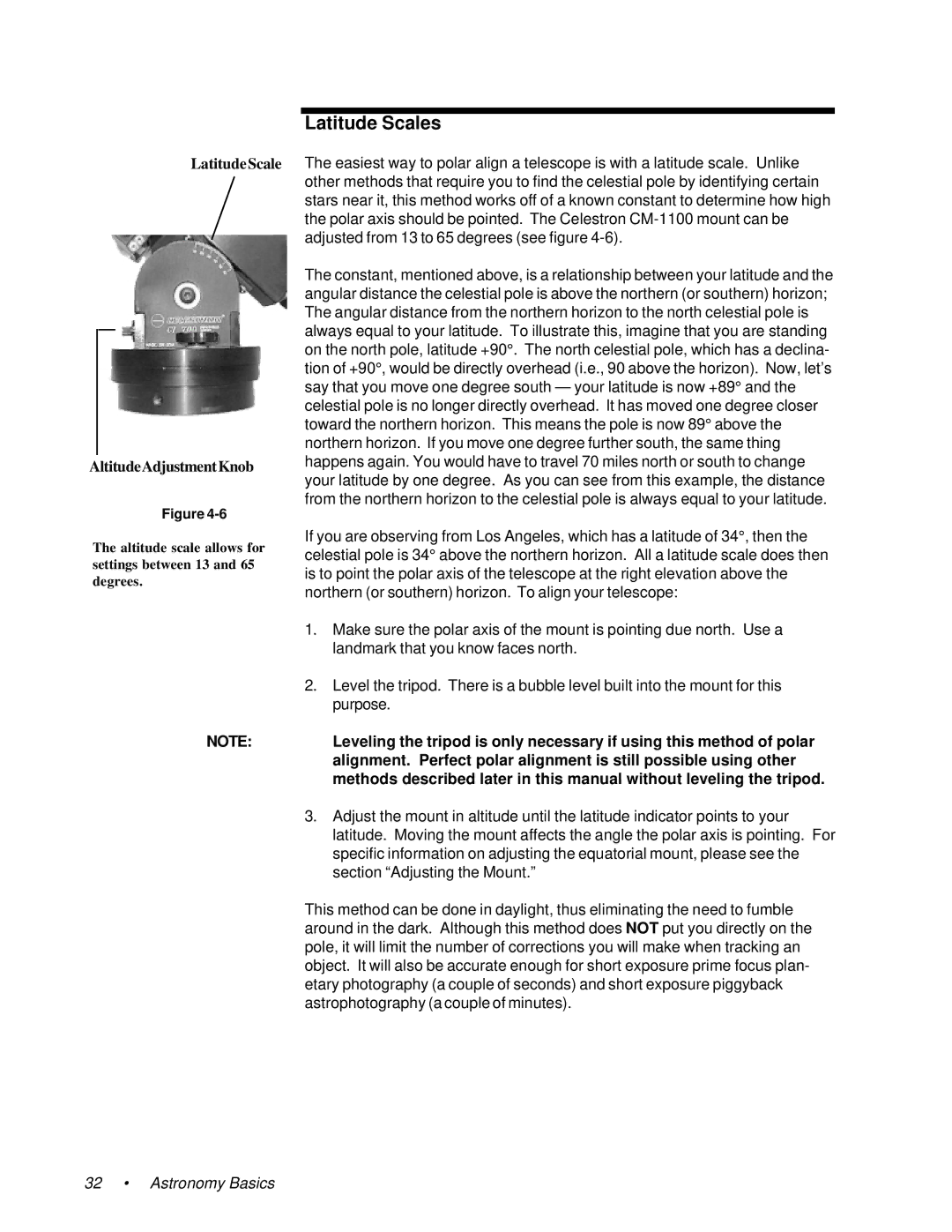 Celestron 91525, 11055, 11065 instruction manual Latitude Scales 