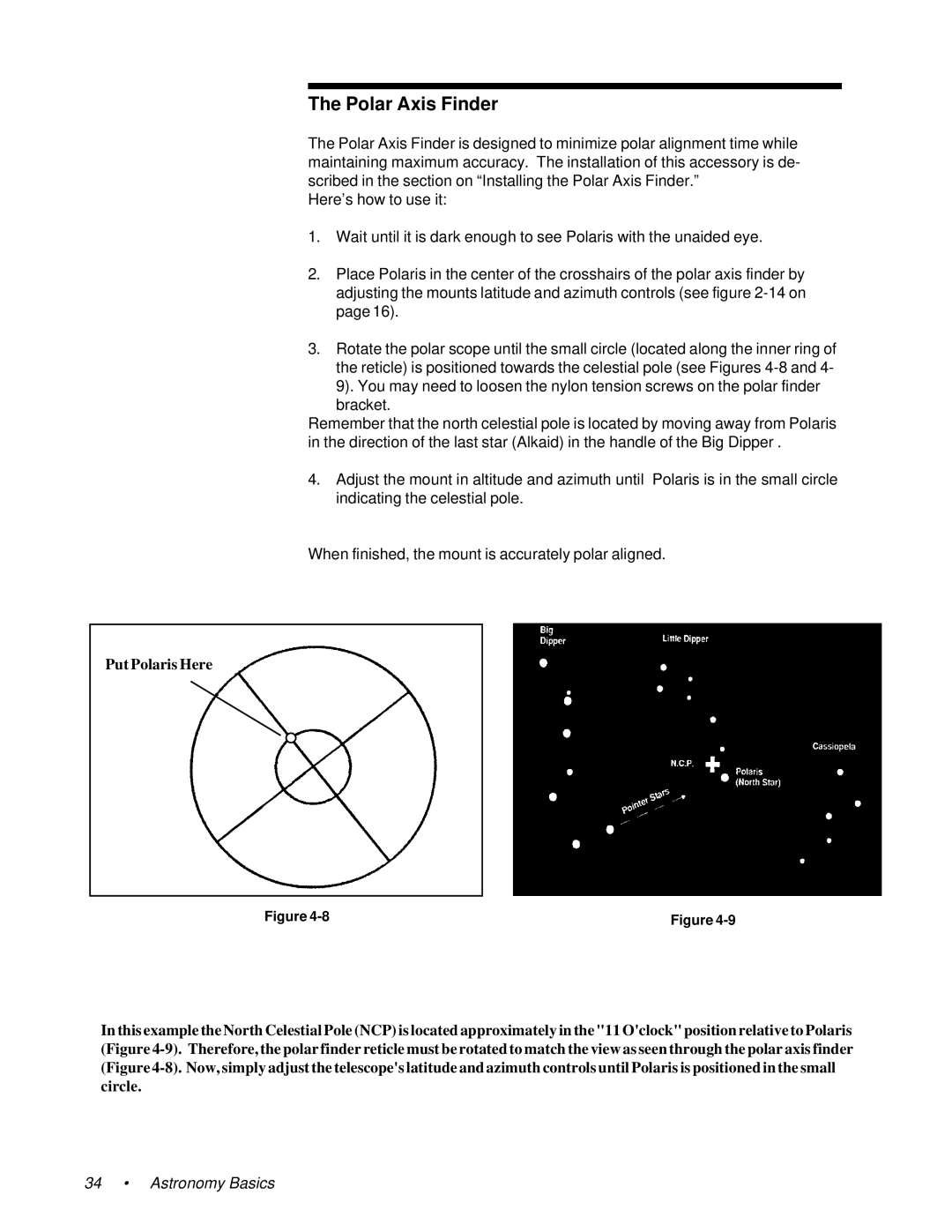 Celestron 11065, 91525, 11055 instruction manual Polar Axis Finder 