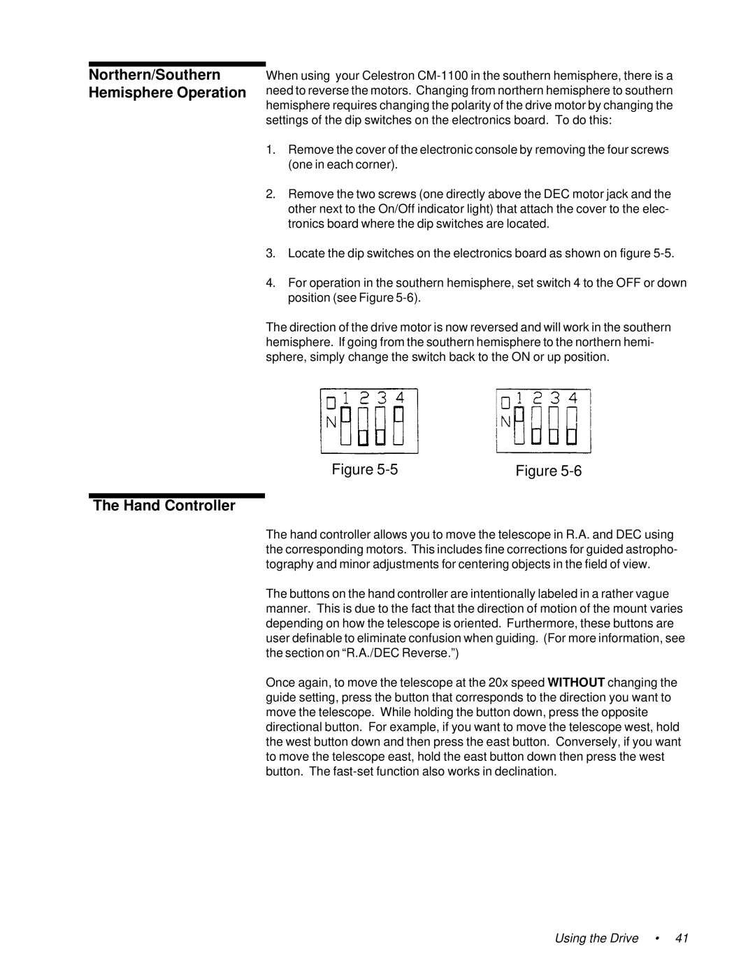 Celestron 91525, 11055, 11065 instruction manual Northern/Southern Hemisphere Operation, Hand Controller 