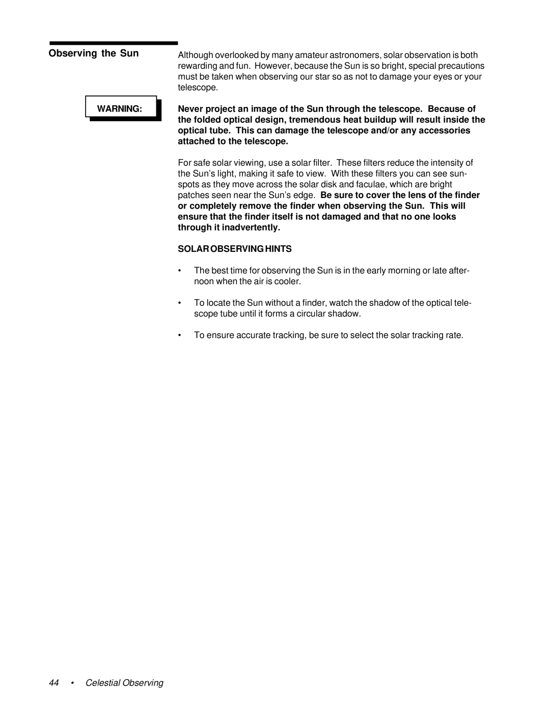 Celestron 91525, 11055, 11065 instruction manual Observing the Sun 