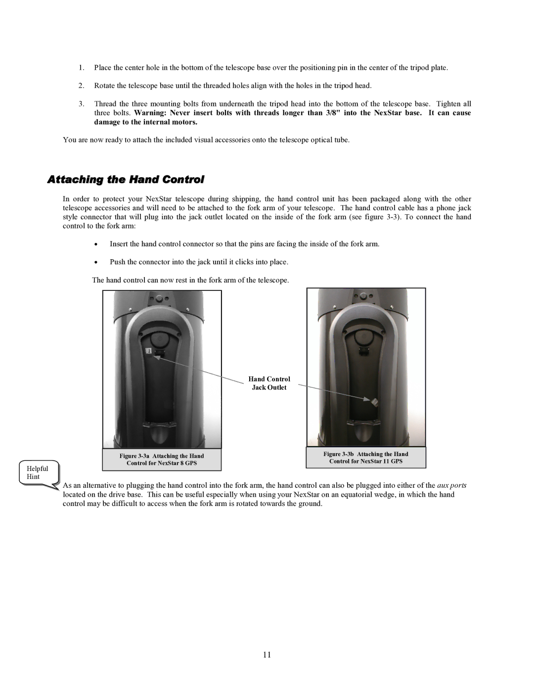 Celestron 93507 manual 3a Attaching the Hand Control for NexStar 8 GPS 