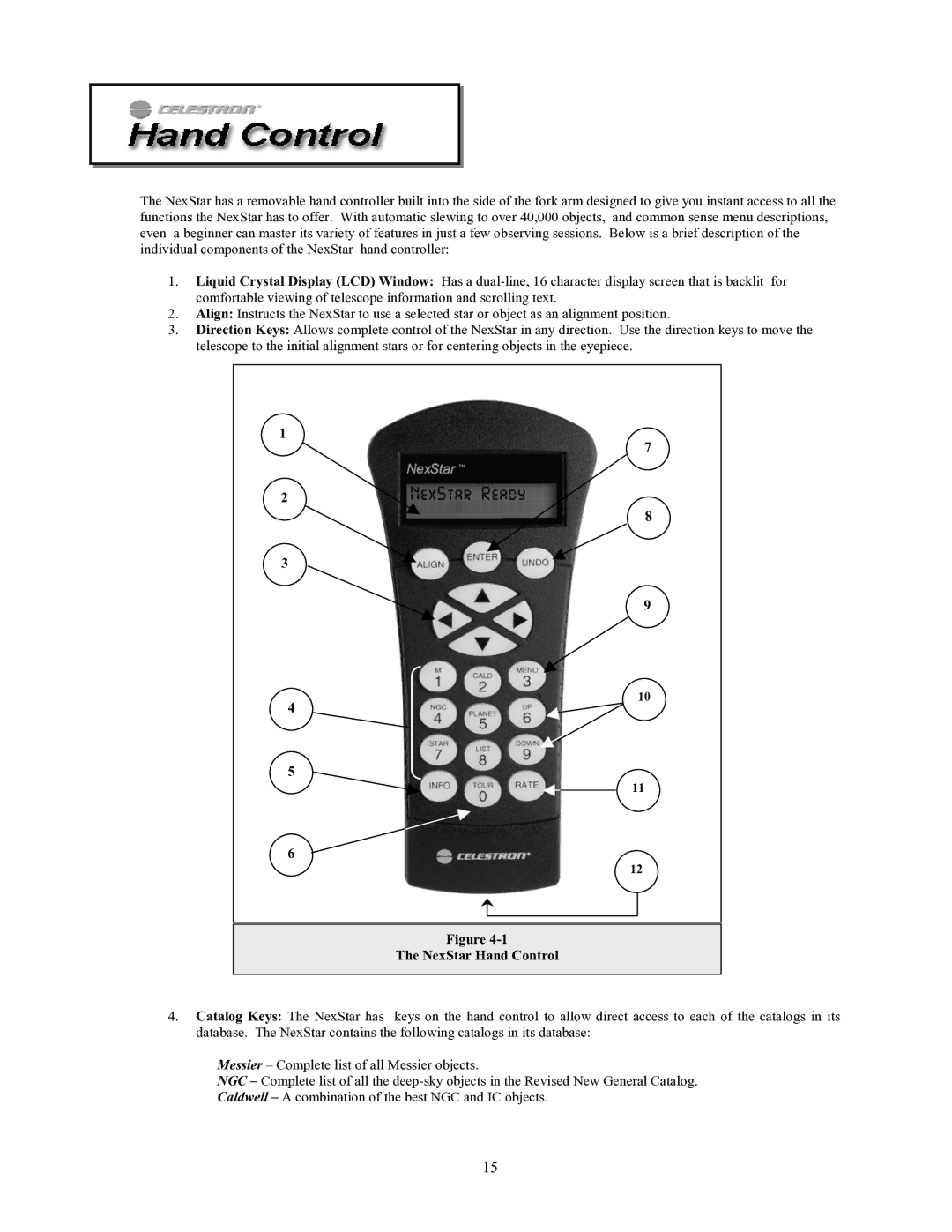 Celestron 93507 manual NexStar Hand Control 