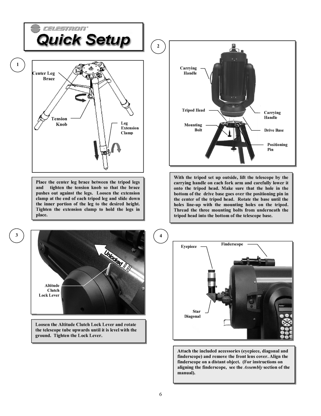 Celestron 93507 manual Center Leg Brace Tension KnobLeg 