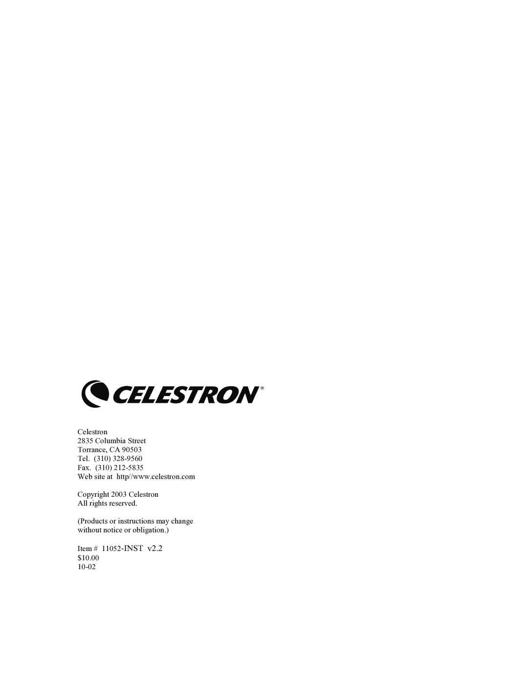 Celestron 93507 manual 