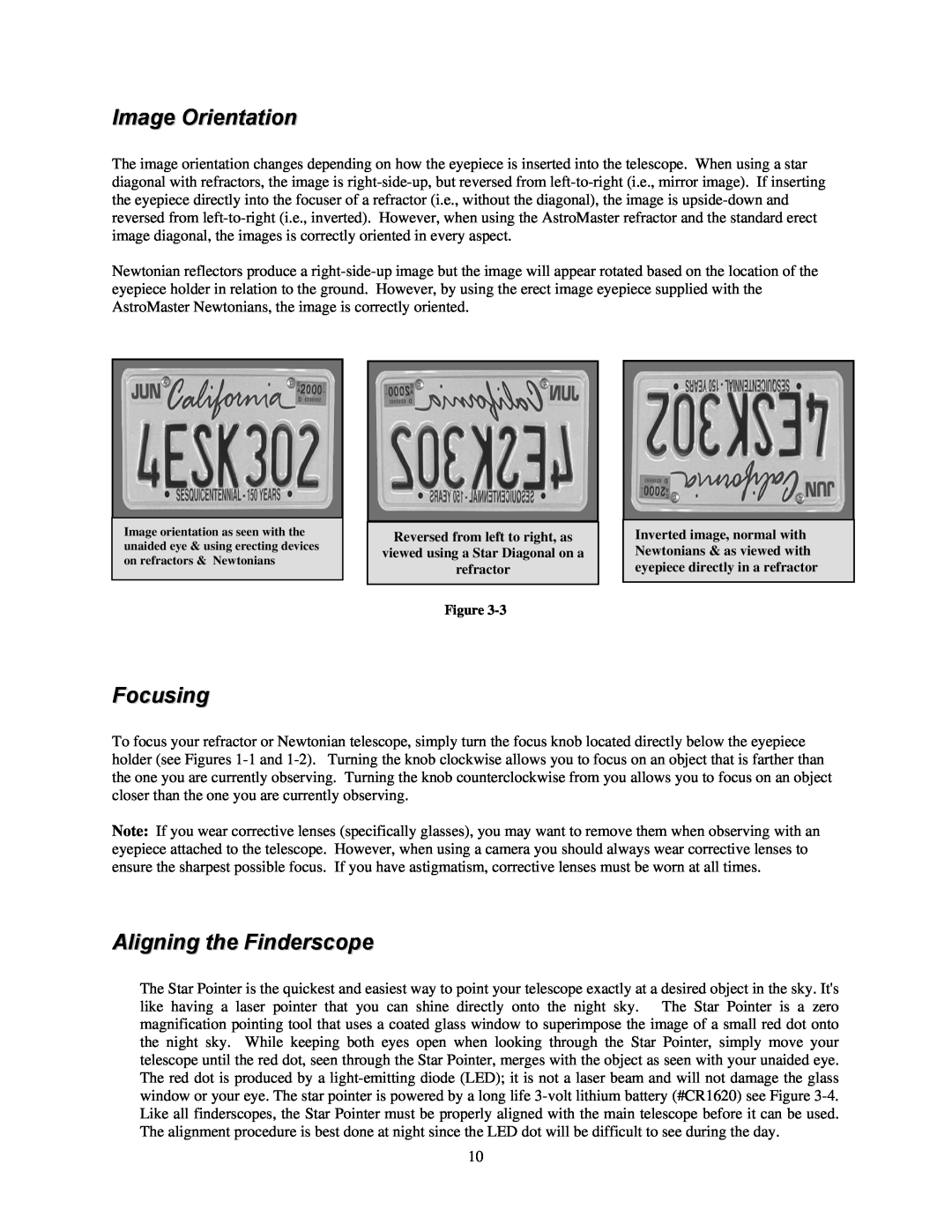 Celestron C21061 manual Image Orientation, Focusing, Aligning the Finderscope 