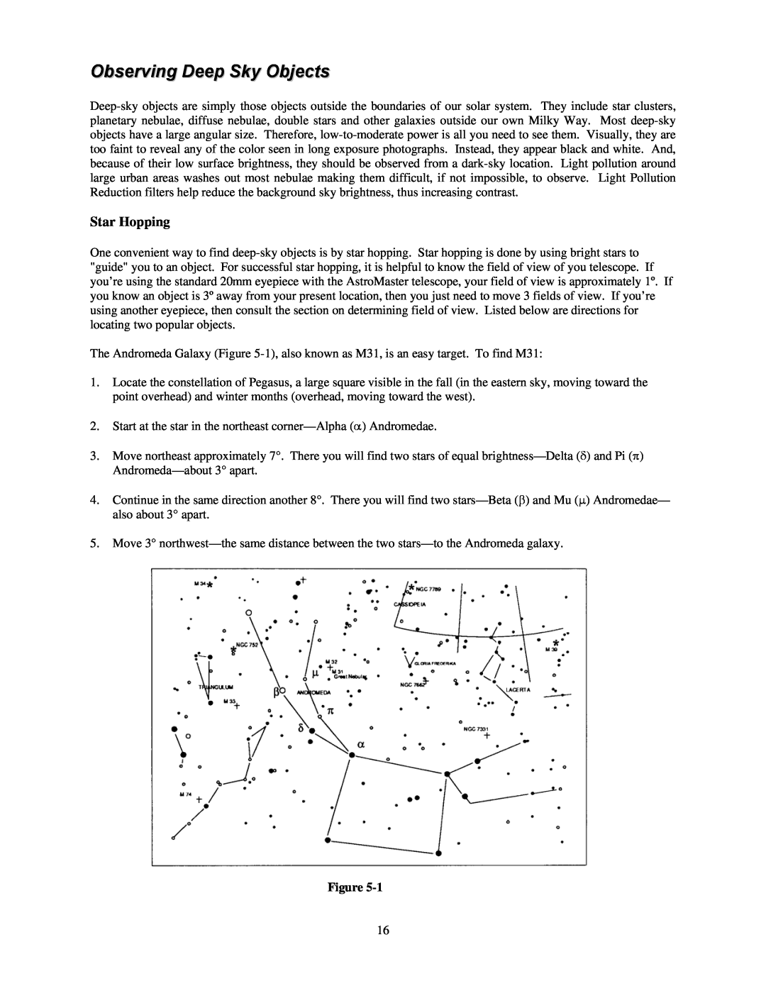 Celestron C21061 manual Observing Deep Sky Objects, Star Hopping 
