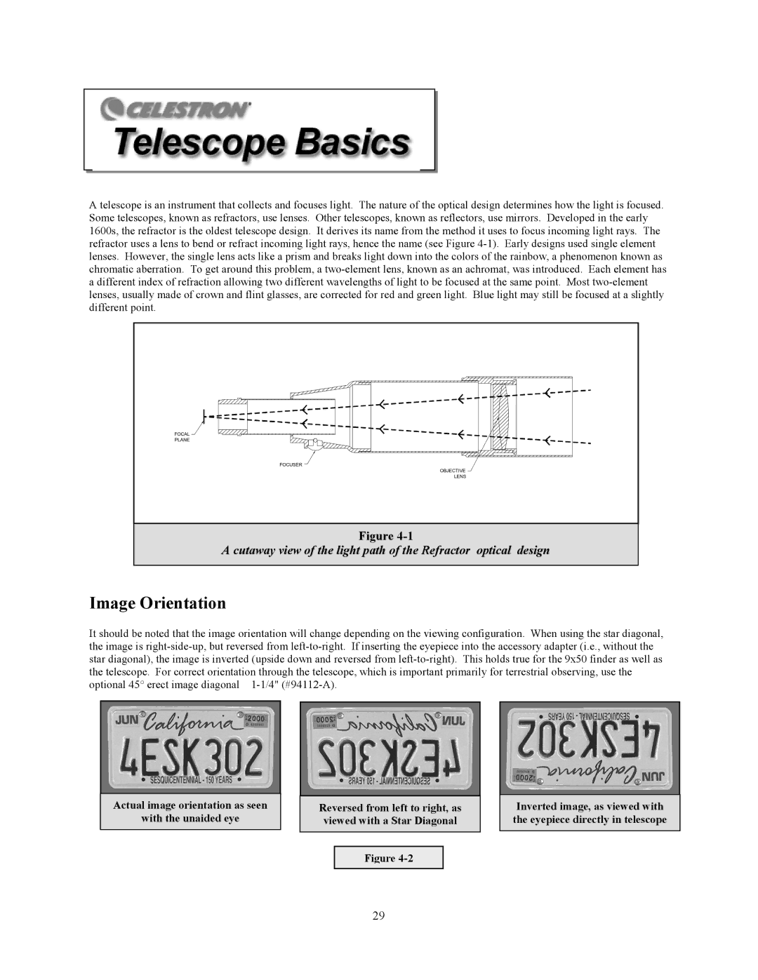 Celestron C6-RGT manual Image Orientation 