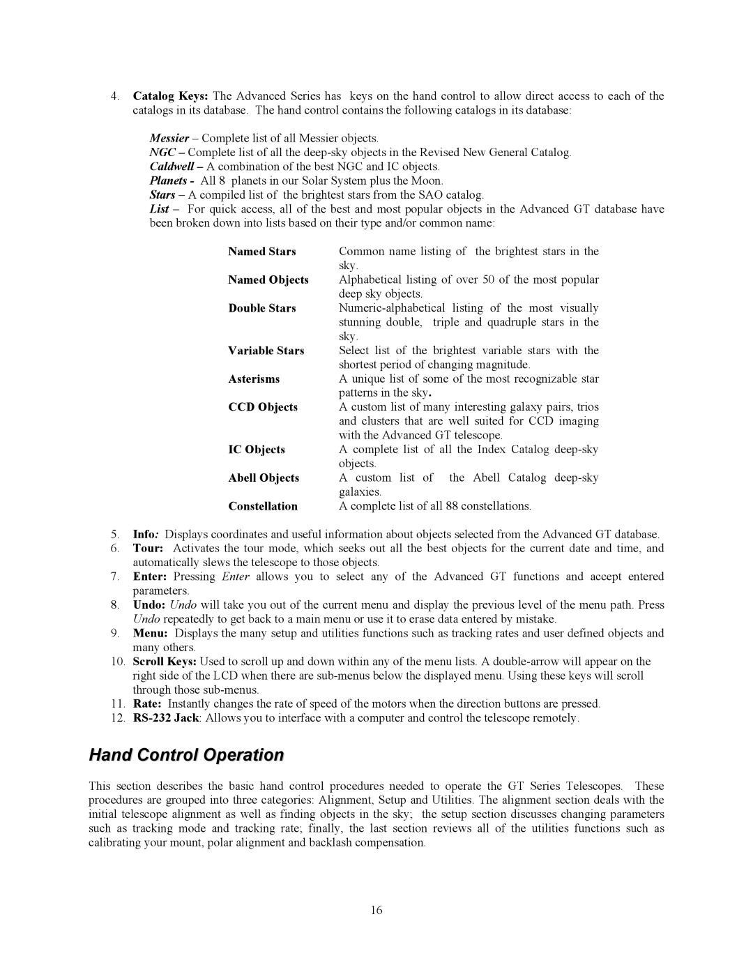 Celestron C8-NGT, C10-N manual Hand Control Operation 