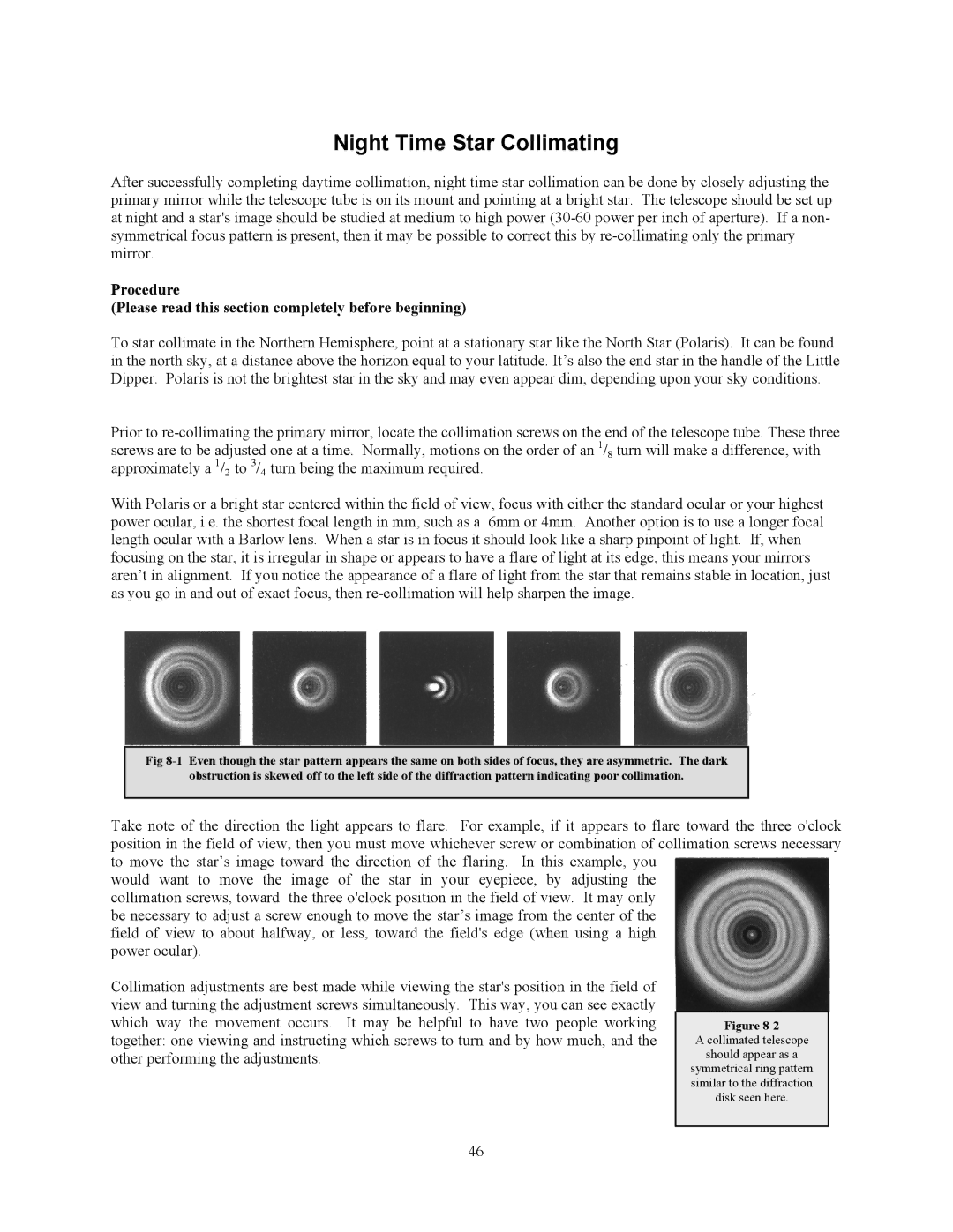 Celestron C8-NGT, C10-N manual Night Time Star Collimating 