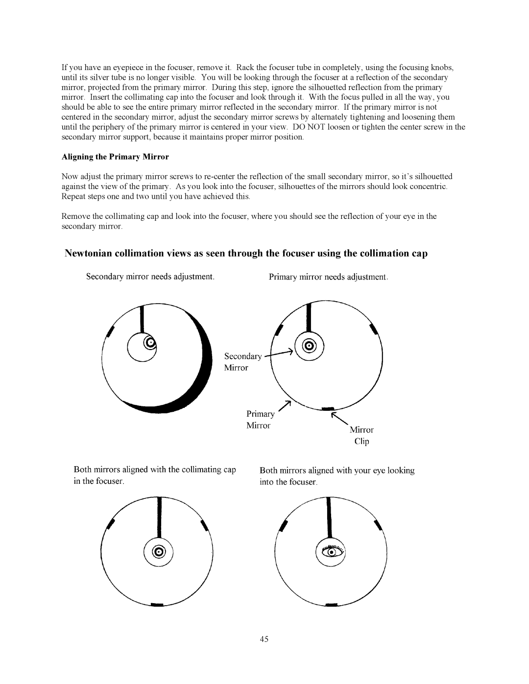 Celestron C8-NGT, C10-N manual Aligning the Primary Mirror 