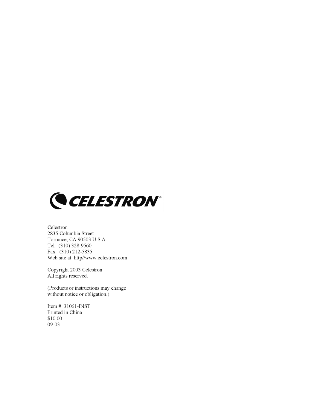 Celestron C10-N, C8-NGT manual 