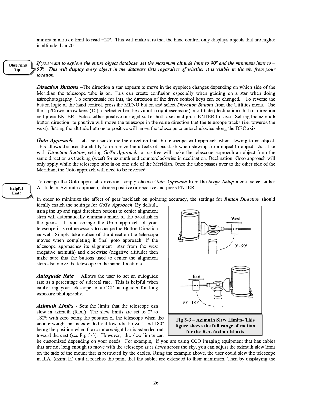 Celestron C9.25-S, C8-S, C5-S instruction manual Observing Tip Helpful Hint 