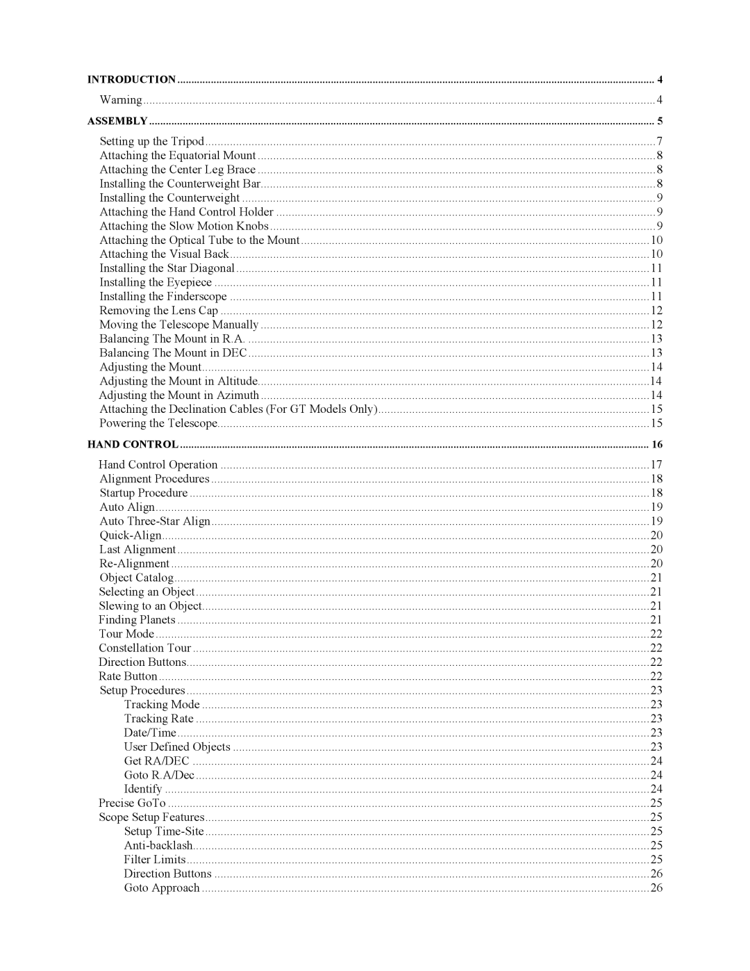 Celestron C9.25-S, C8-S, C5-S instruction manual Introduction Assembly 