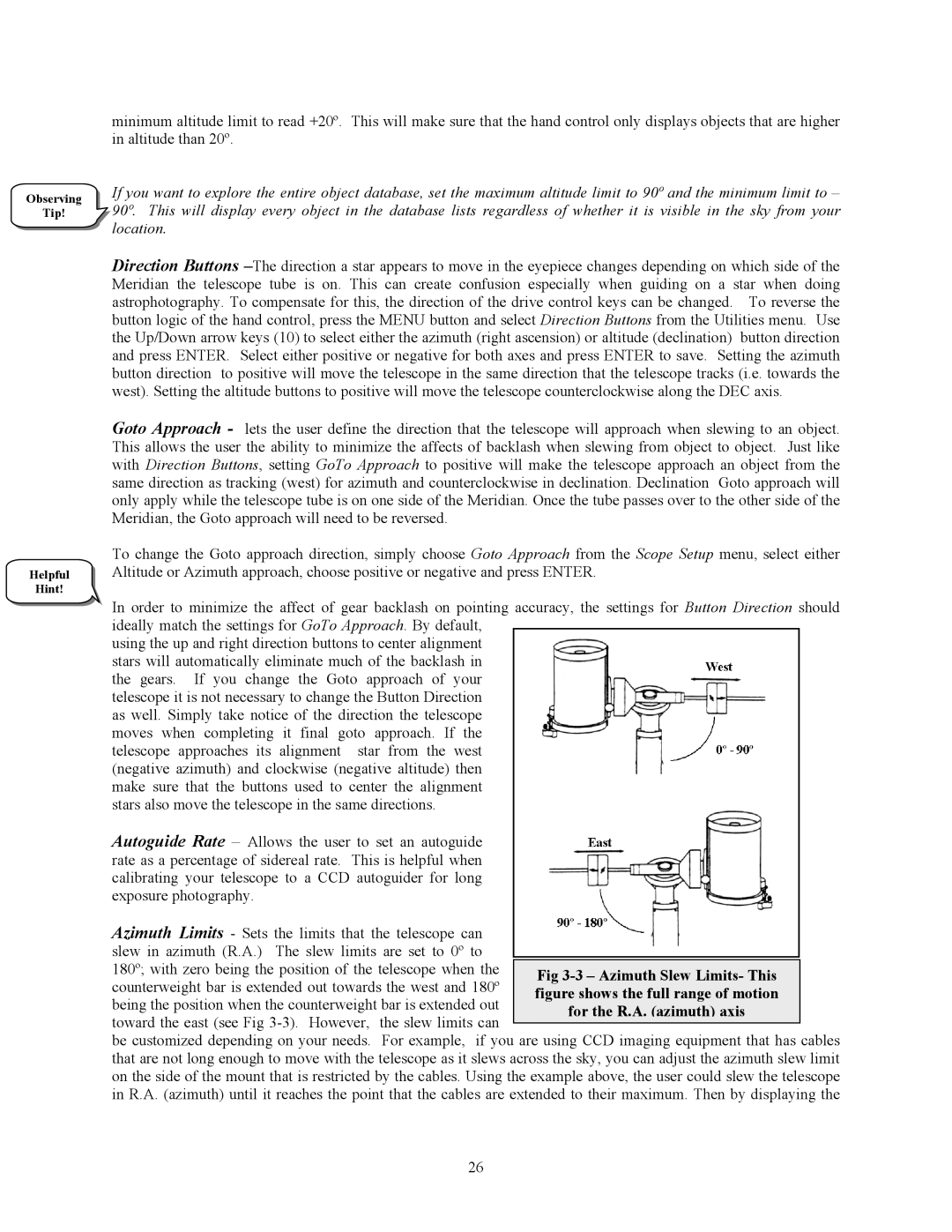 Celestron C9.25-S, C8-S, C5-S instruction manual Observing Tip Helpful Hint 