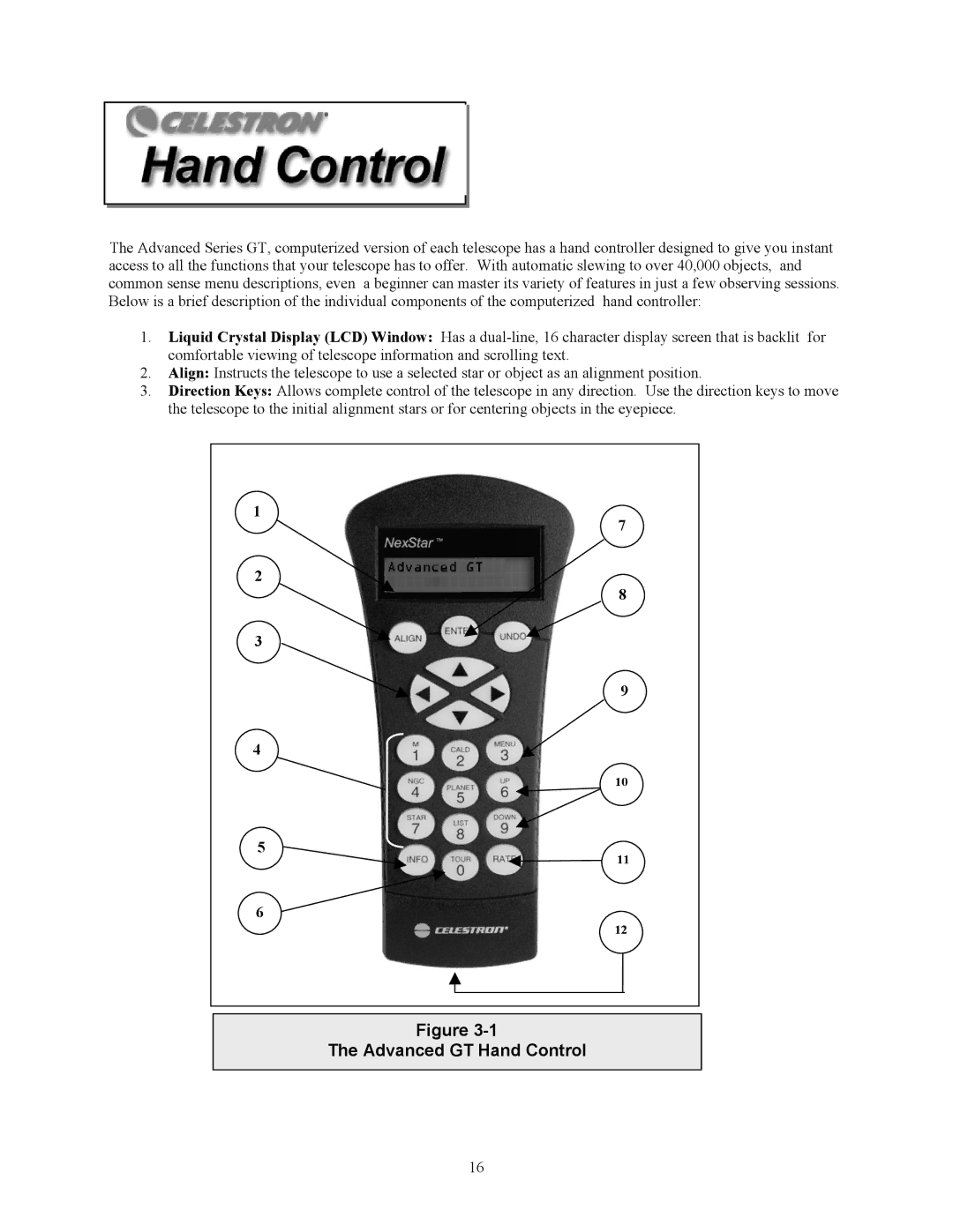 Celestron C9-S, C8-S, C5-S instruction manual Advanced GT Hand Control 