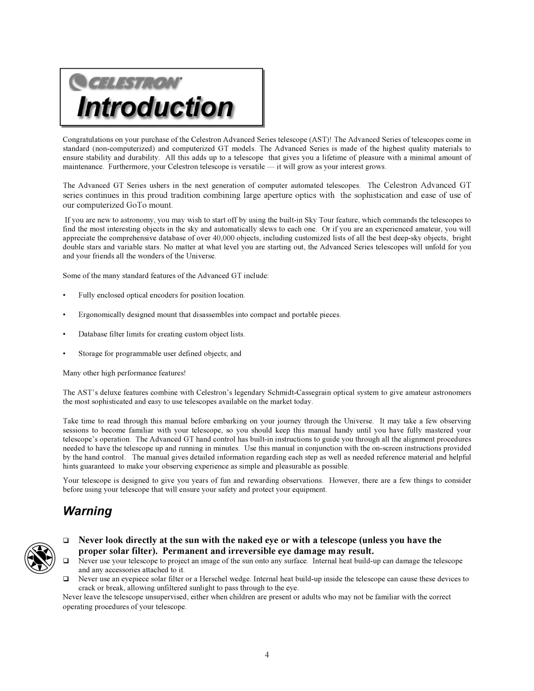 Celestron C9-S, C8-S, C5-S instruction manual 