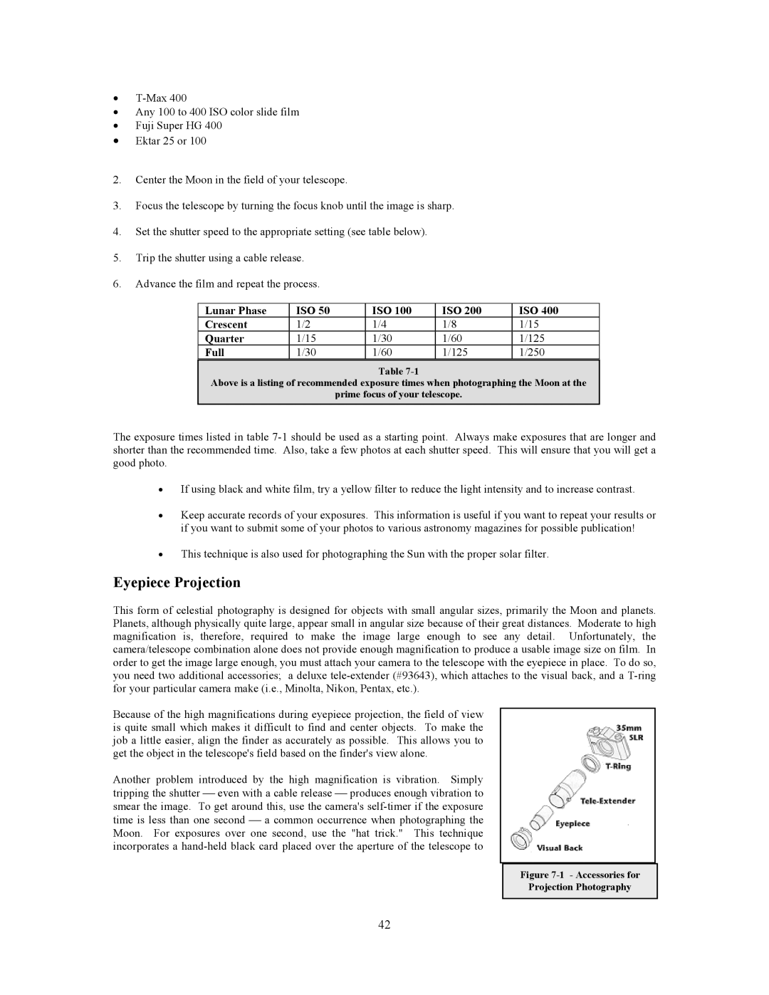 Celestron C8-S, C9-S, C5-S instruction manual Eyepiece Projection, Full 