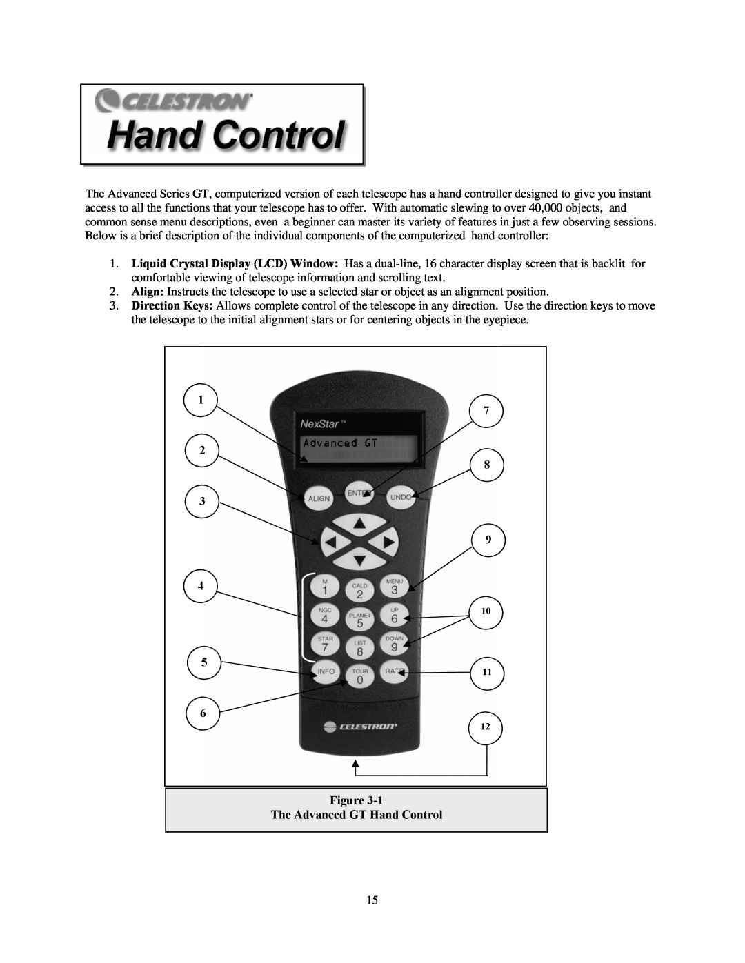 Celestron C100ED-R, C80ED-R manual 1 7 2 8 3 9 4, Figure The Advanced GT Hand Control 