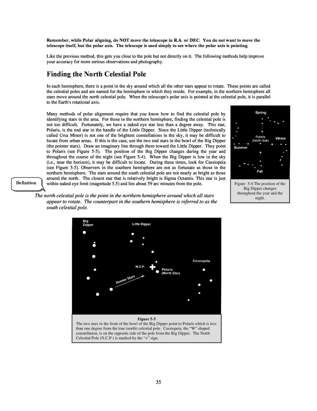 Celestron C100ED-R, C80ED-R manual Finding the North Celestial Pole, Definition 