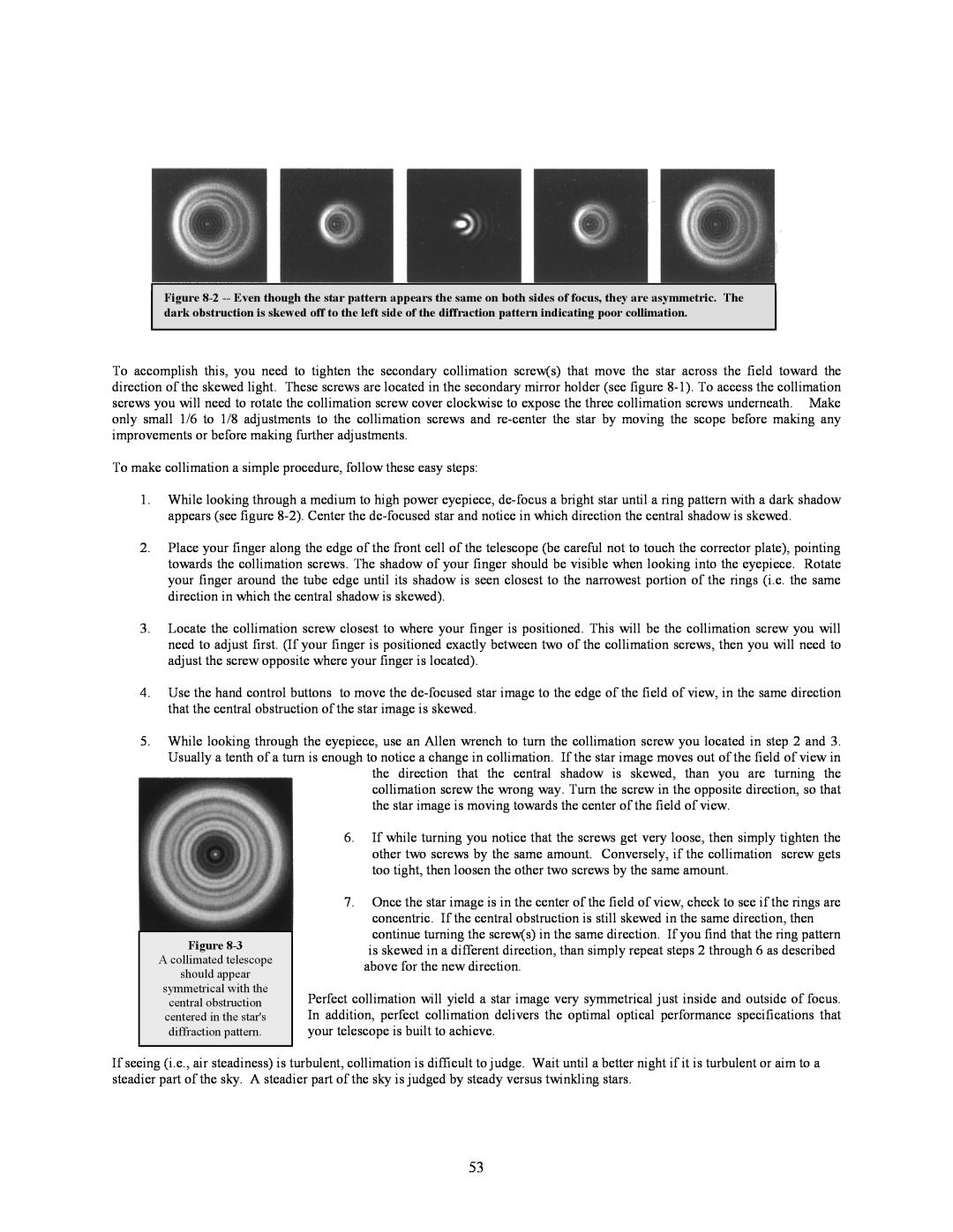 Celestron CGE1100, CGE925, CGE800, CGE1400 manual To make collimation a simple procedure, follow these easy steps 