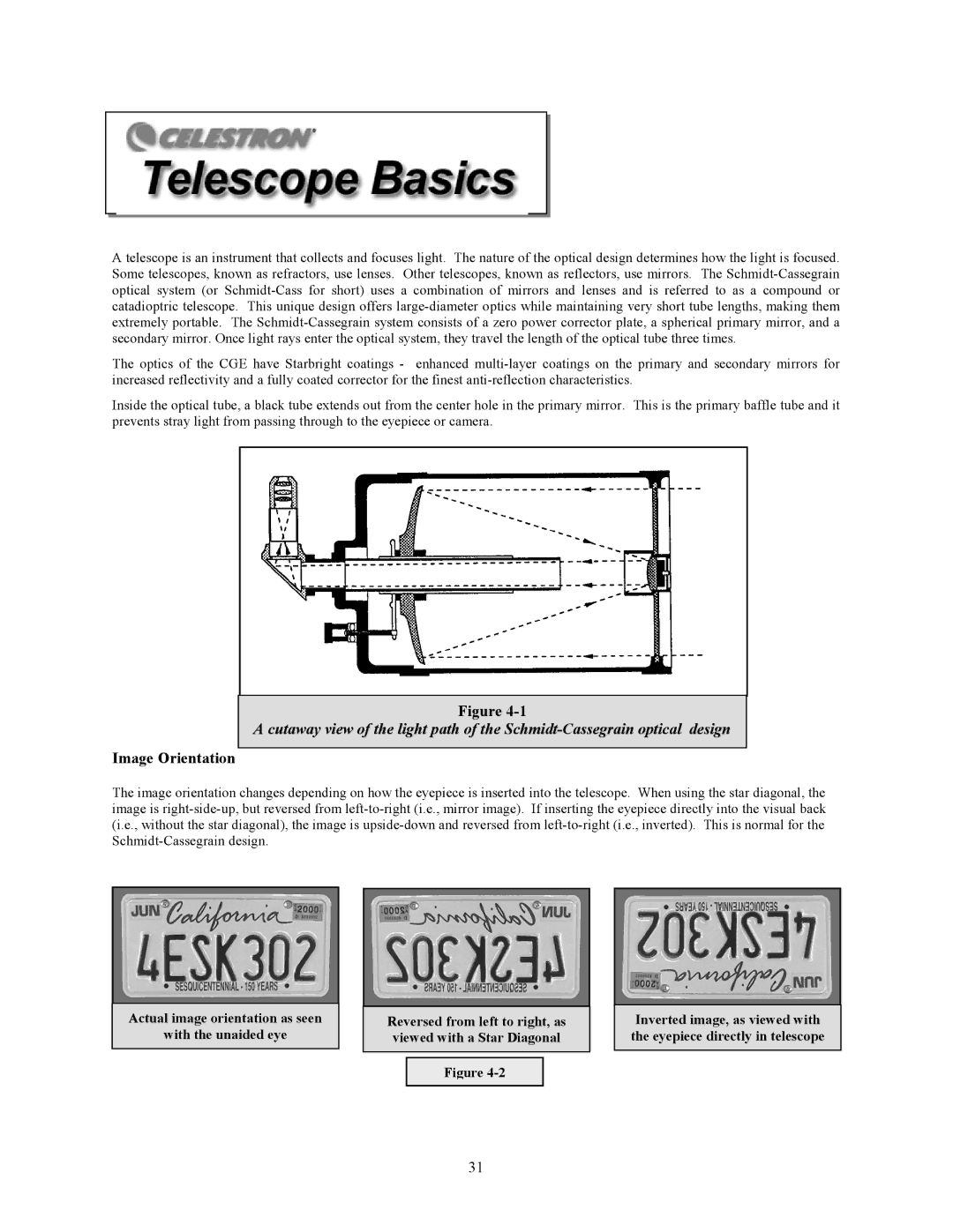 Celestron CGE1400, CGE925, CGE1100, CGE800 manual Image Orientation 