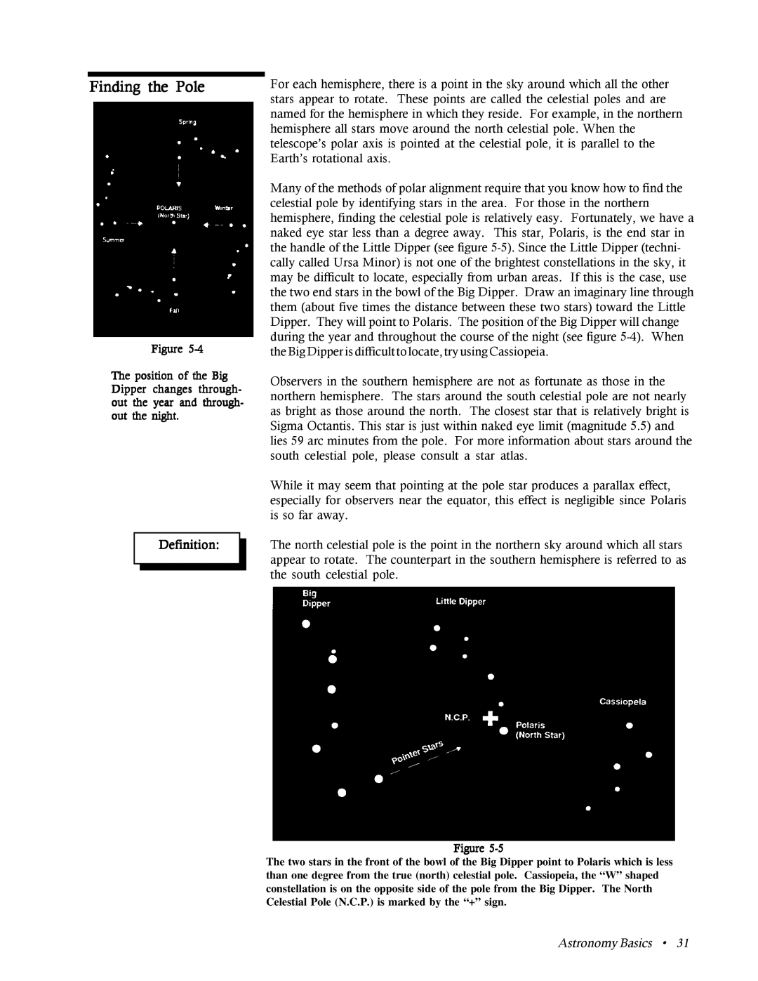 Celestron CR-150 HD instruction manual Finding the Pole, Definition, Astronomy Basics 