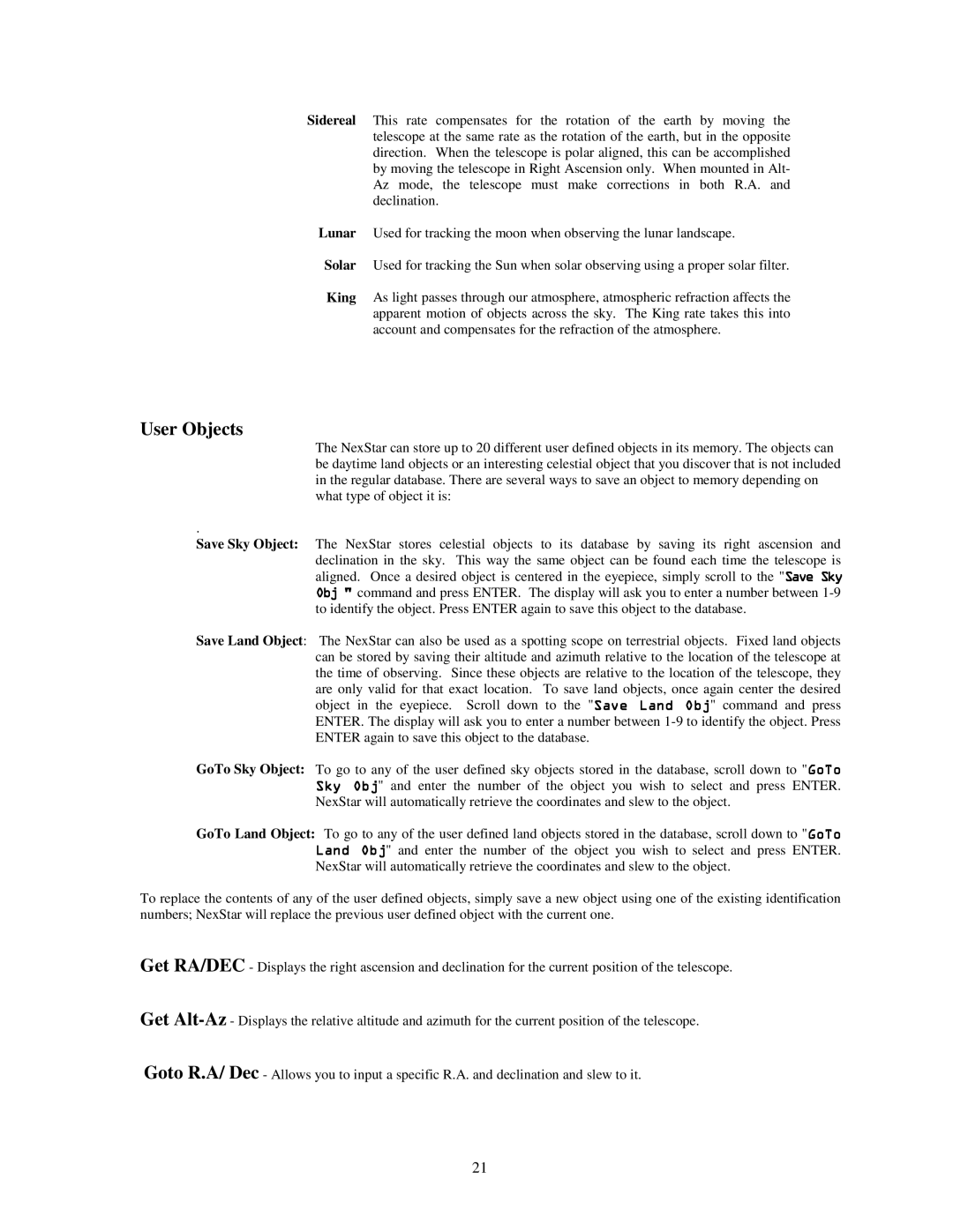 Celestron NexStar HC manual User Objects 