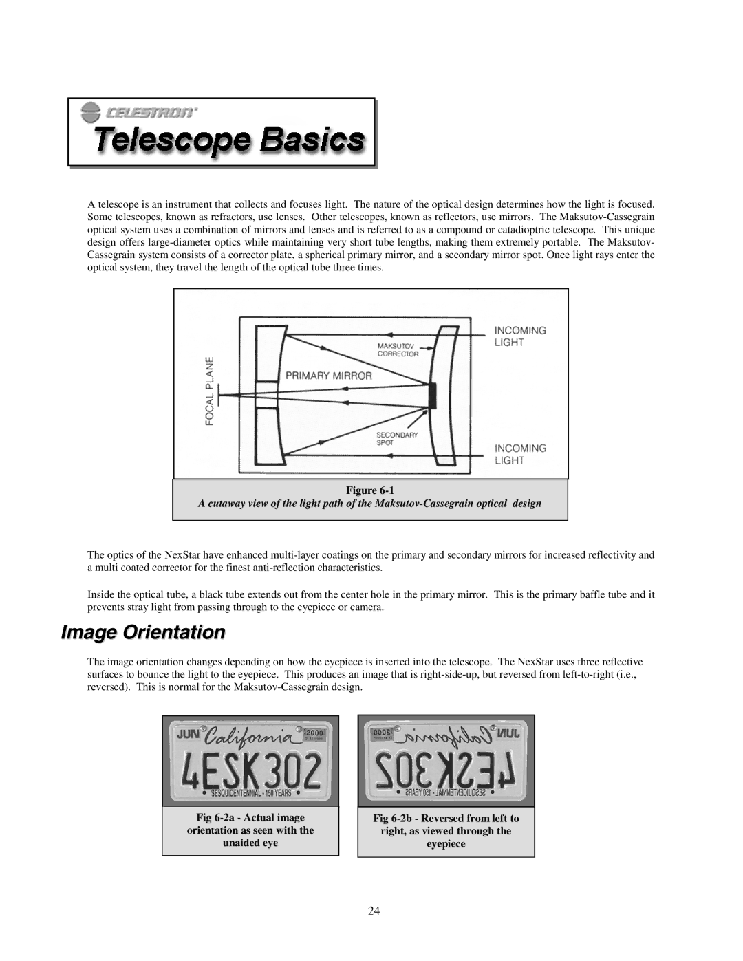 Celestron NexStar HC manual Image Orientation 