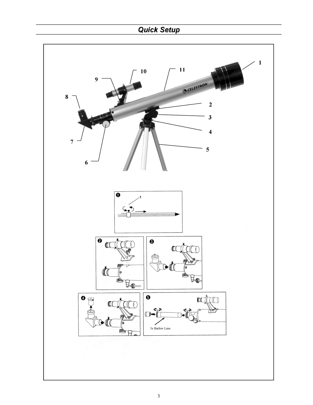 Celestron Power Seeker 50 manual Quick Setup 