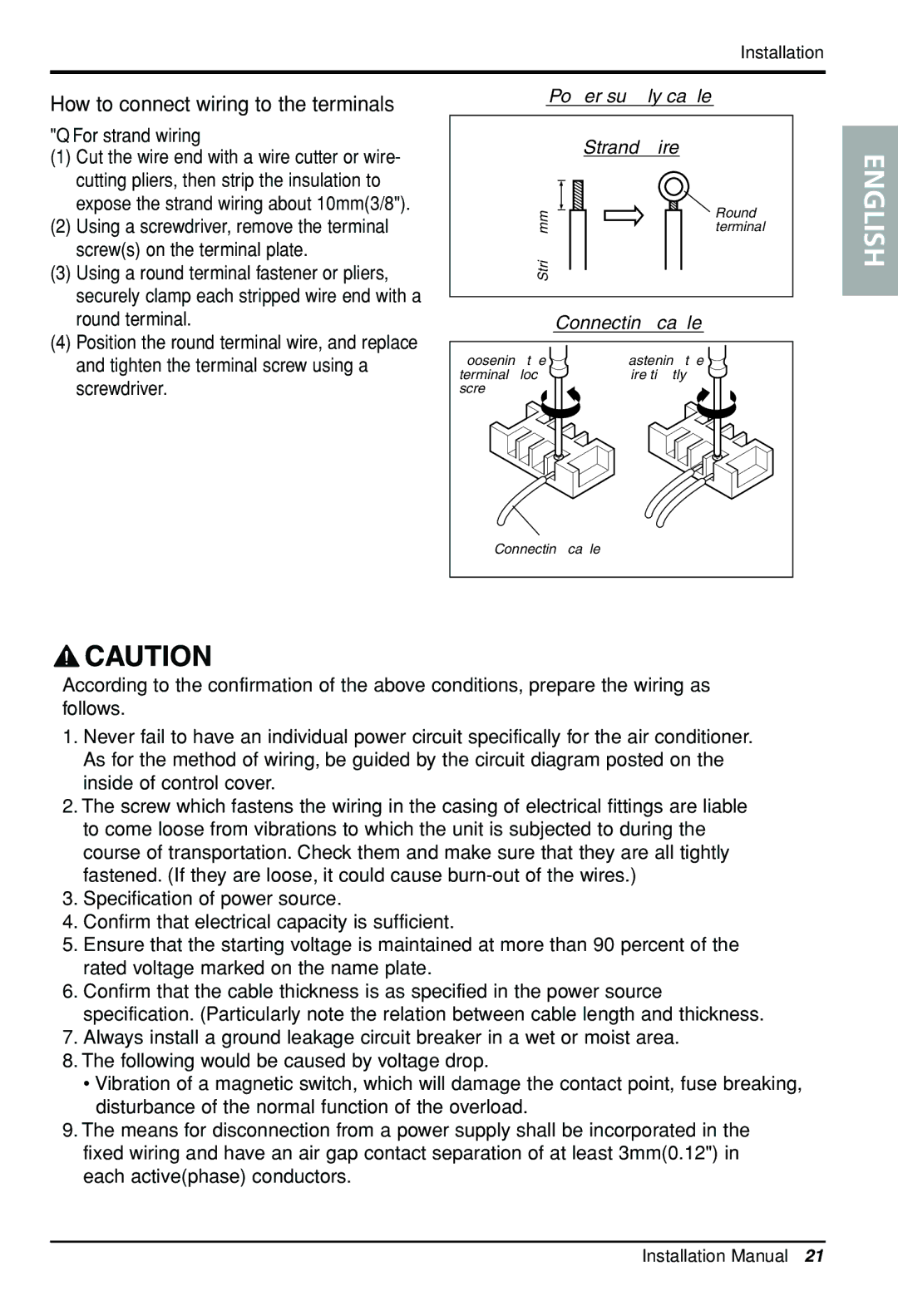 Celestron VMH30SB-1, VMC30SB-1 How to connect wiring to the terminals, For strand wiring, Power supply cable Strand wire 