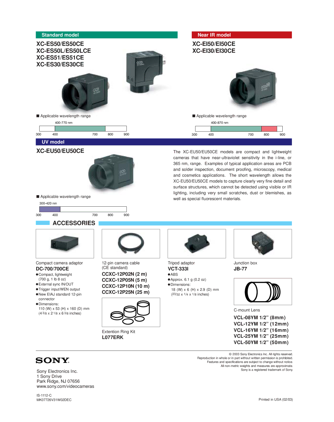 Celestron XC-ES50 dimensions XC-EU50/EU50CE, Accessories 