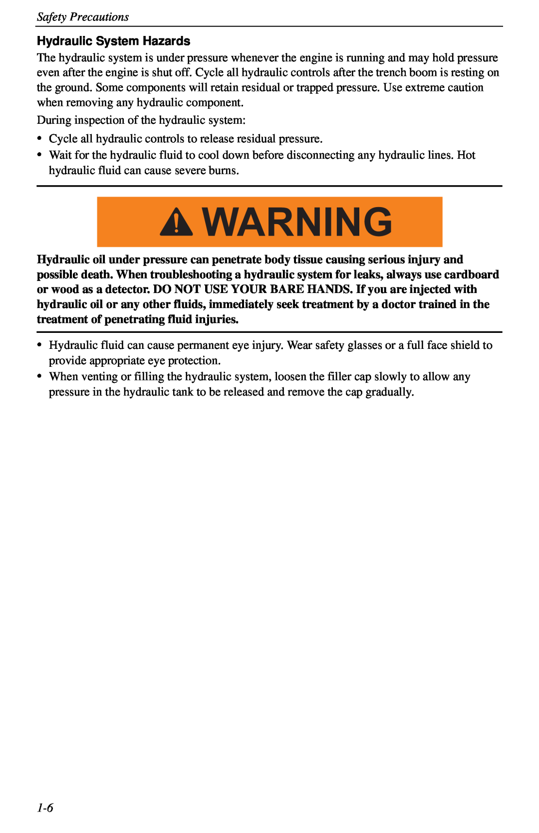 Cellboost 999-823 manual Safety Precautions, Hydraulic System Hazards 
