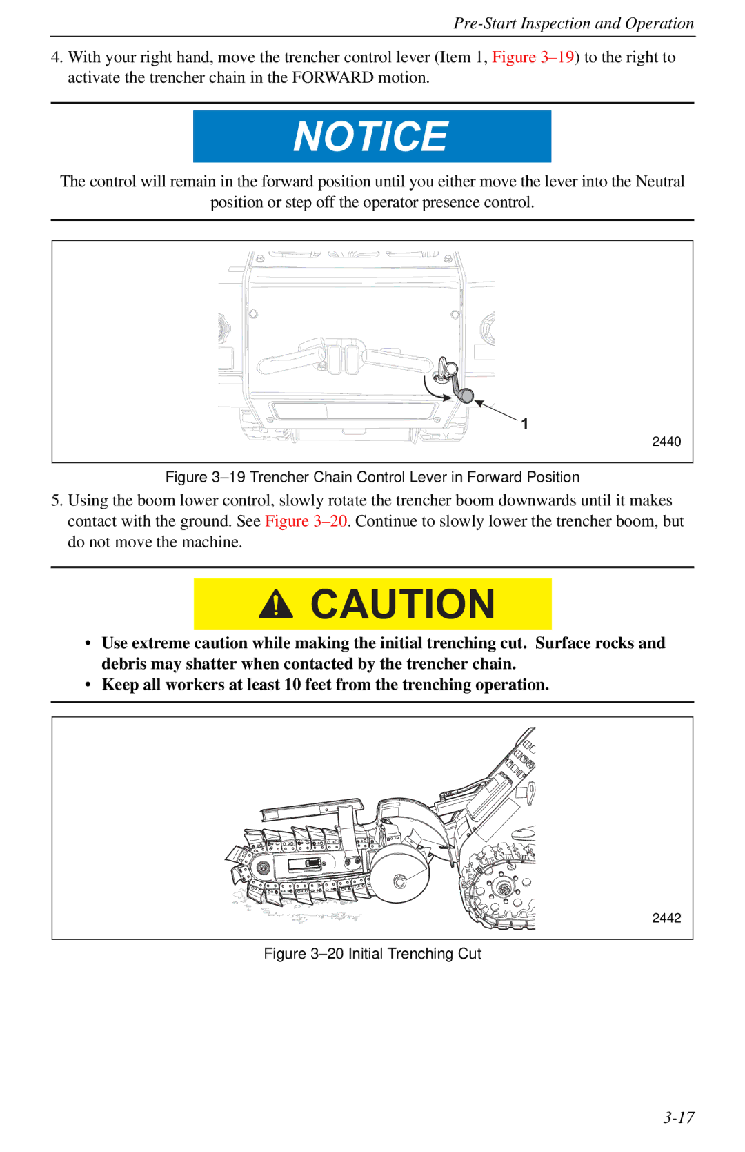 Cellboost 999-823 manual Trencher Chain Control Lever in Forward Position 